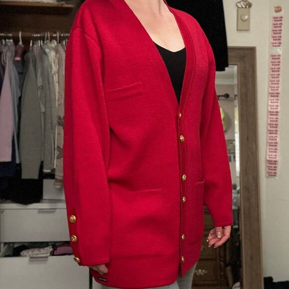 Saint James 100% New Wool Knit Pockets Cardigan Sweater Gold Button Down - Picture 2 of 11